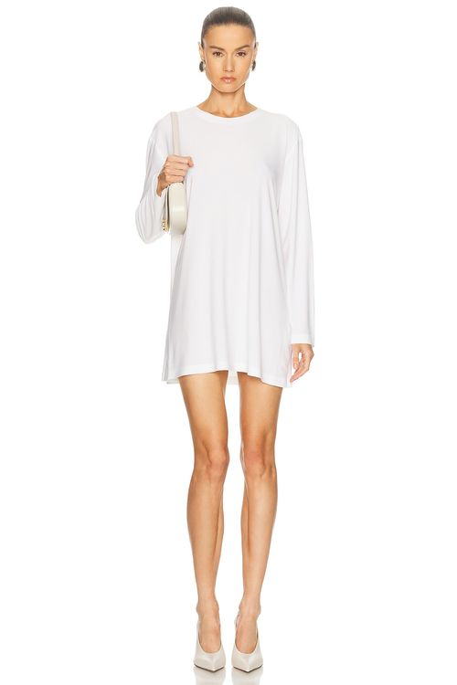 Norma Kamali x Lifestyle Oversized Long Sleeve Mini Dress in Snow White - White. L also in S