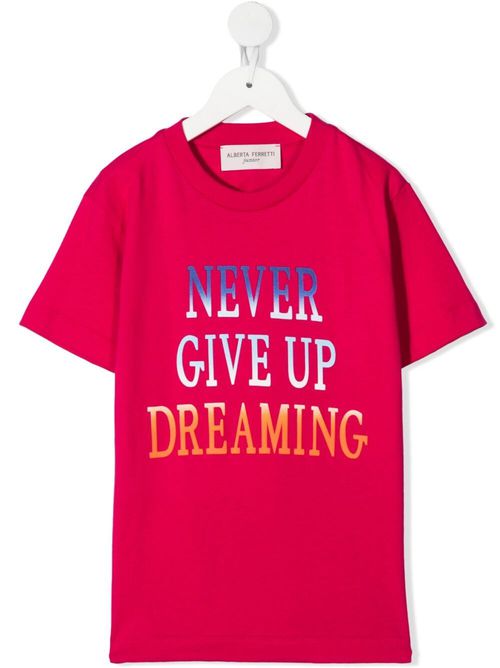 Slogan-print cotton T-shirt - Pink