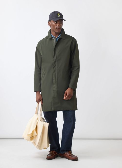 Men's Greyson Long Trench Coat Waterproof Dark Green with Green
