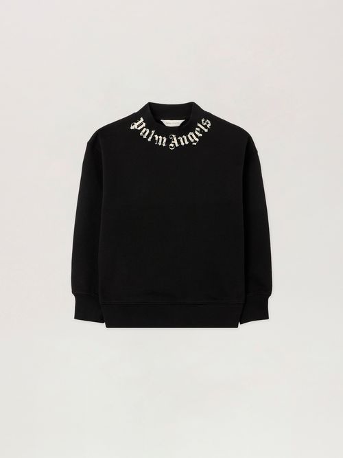 Neck Logo Brushed Crew Sweatshirt Kids  Nero/black