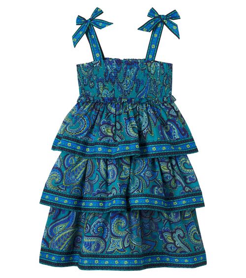 Paisley shirred cotton dress