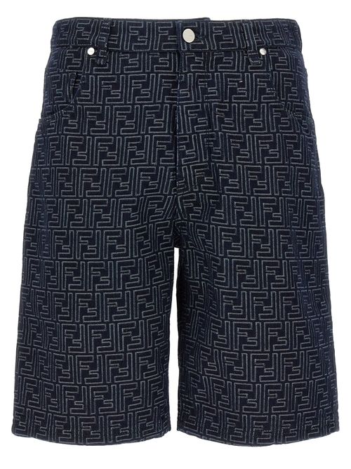 FF Jacquard Cotton Bermuda Shorts — Blue
