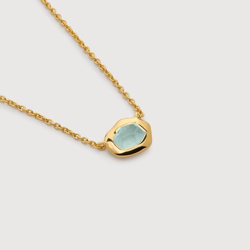 Gold Odyssey Gemstone Small Chain Necklace Aquamarine