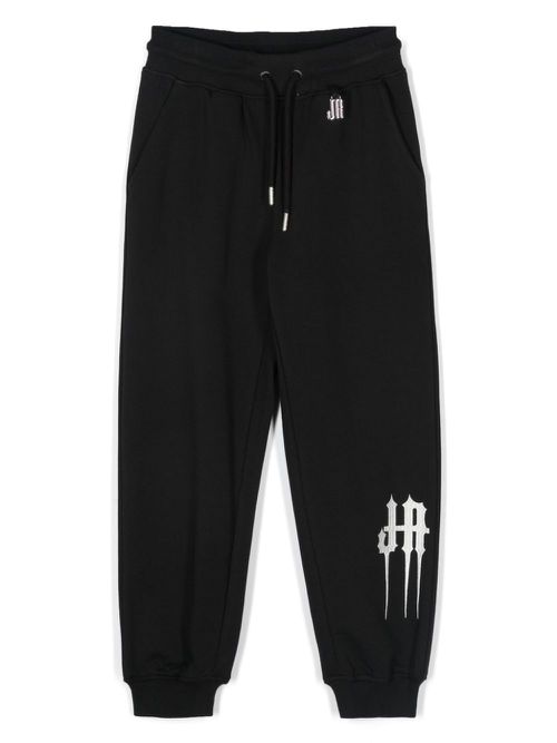 Logo-embroidered track trousers - Black
