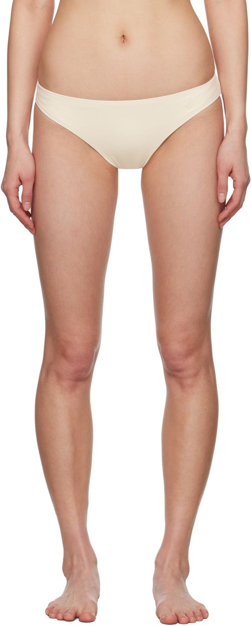 Jil Sander Beige Embroidered Logo Bikini Bottom