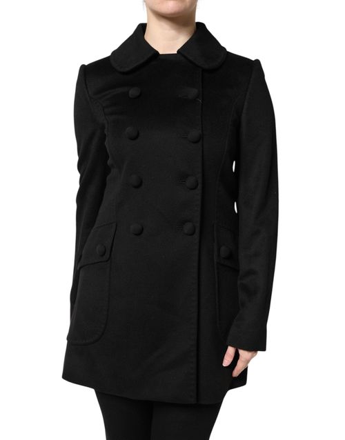 Virgin Wool Double-Breasted Coat — Black