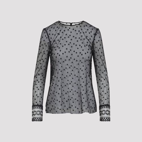 Long Sleeve Pois Tulle Top