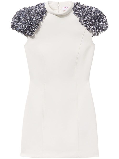 Sequin-embellished jersey minidress - White