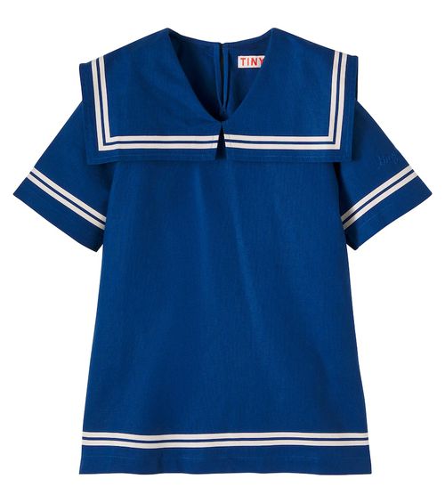Striped cotton and linen dress
