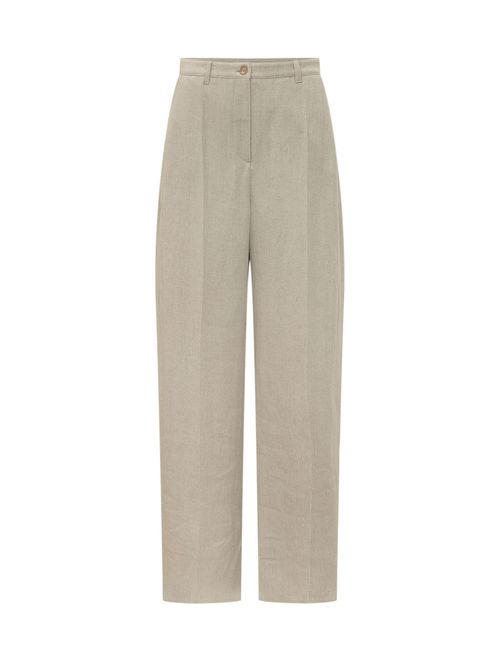 Beige Regular Flat Front Pants