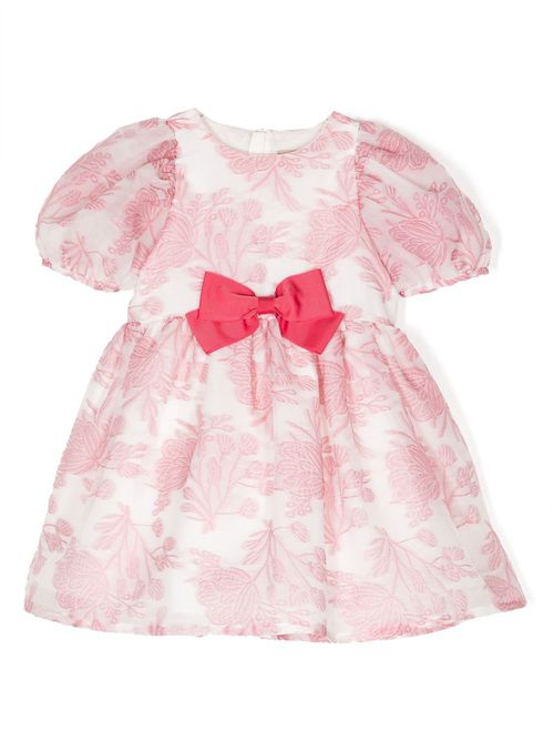 Floral-print puff-sleeve dress - Pink