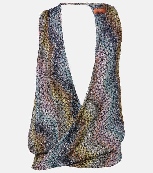 Sequined knitted lamé top