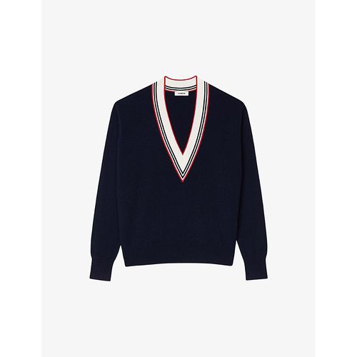 Womens Bleus V-neck Relaxed-fit Wool and Cashmere-blend Jumper