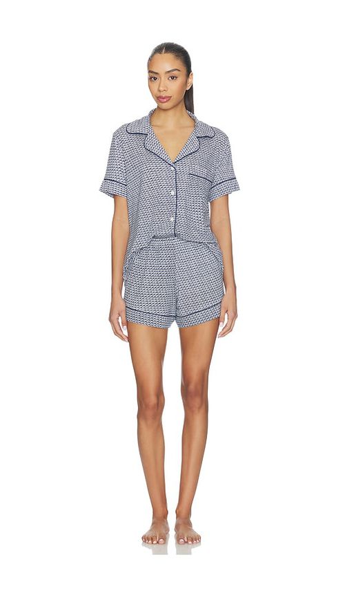 Eberjey Gisele Printed Relaxed Short Pajama Set in Navy. - M also in L, S