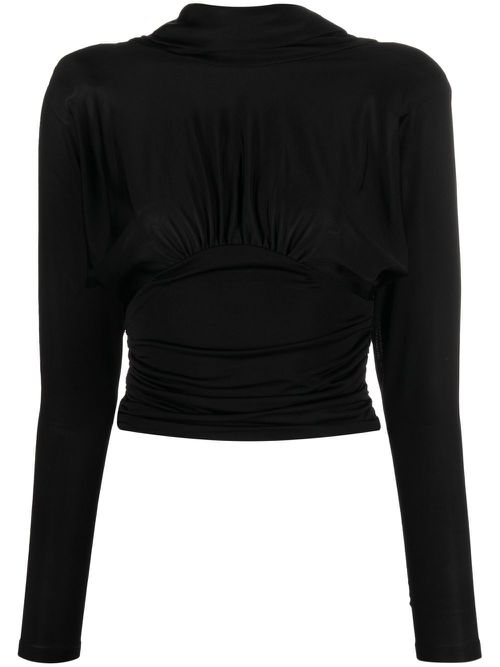 Cropped cowl-back top - Black