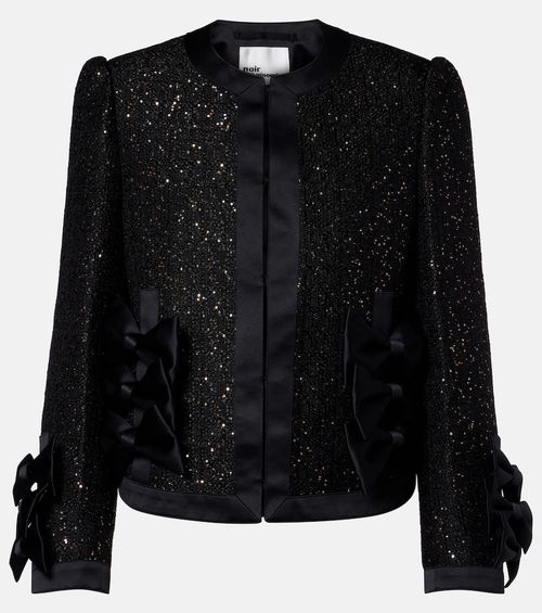 Satin-trimmed sequined jacket