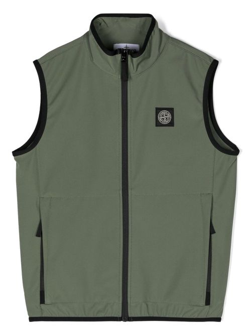 Compass-motif zip-up gilet - Green