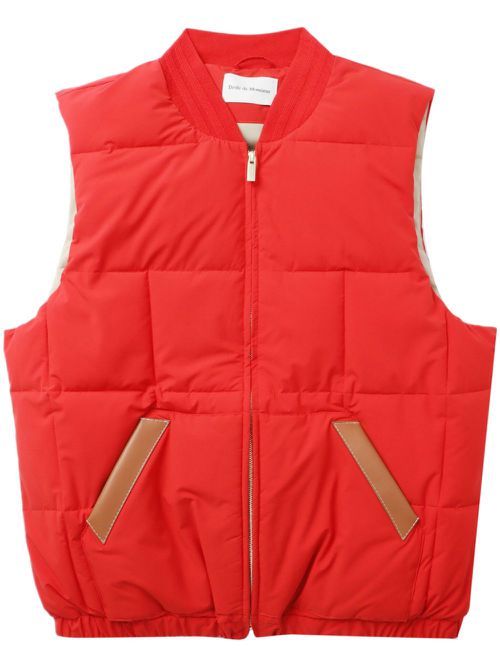 Stand-collar padded gilet - Red