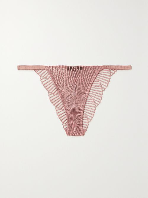 Athena Embroidered Tulle Briefs - Baby pink