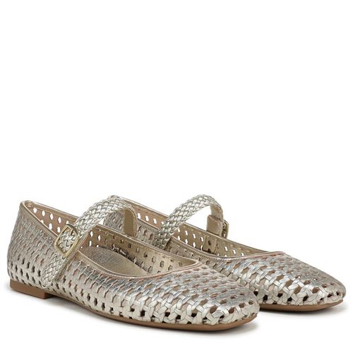Women's Alameda Woven Mary Jane Flat Shoes (Gold Woven Silver Leather)
