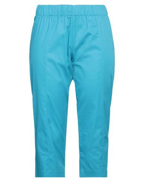 Woman Pants Azure Size L Cotton, Elastane