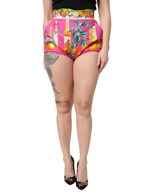 Fruit-Print Cotton Shorts — Pink