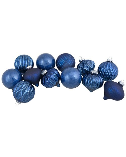 Northlight Set of 12 Blue Finial And Glass Ball Christmas Ornaments