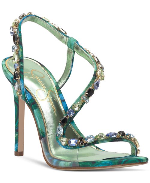 Women's Jaycin Evening Embelished Barely-There Dress Sandals - Fluorite Combo Satin