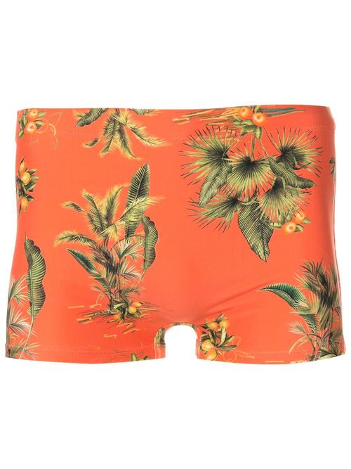 Floral-print swim shorts - Orange