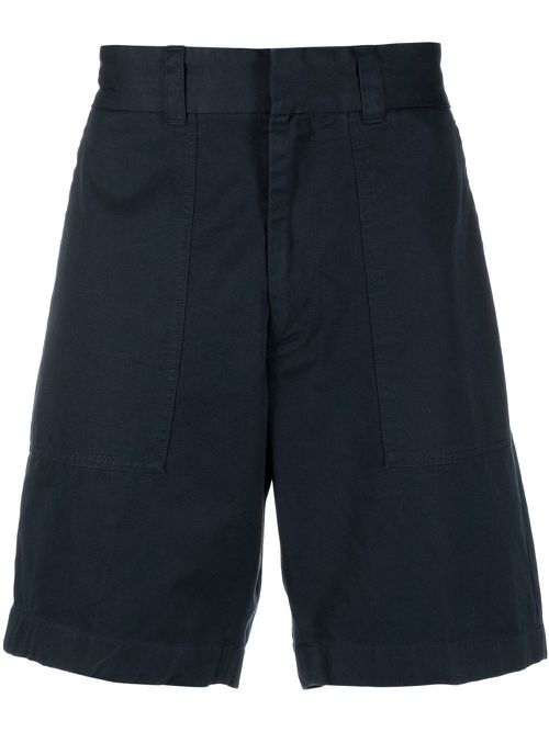 Four-pocket tonal-stitching Bermuda shorts - Blue