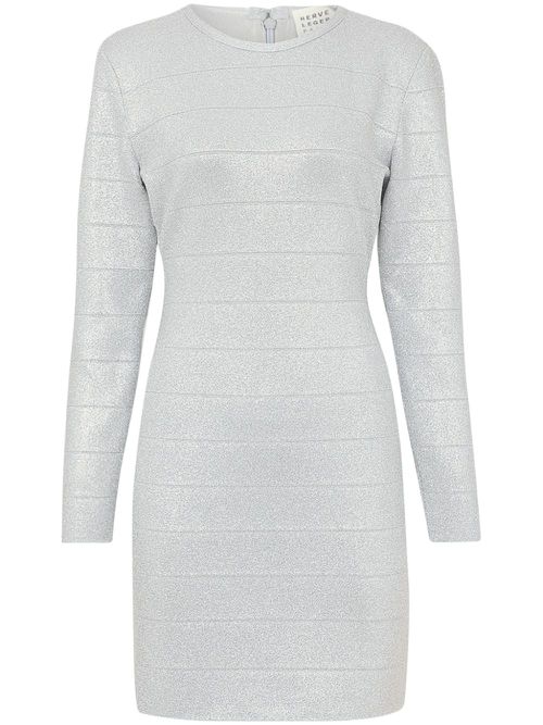 Metallic long-sleeve minidress - Silver