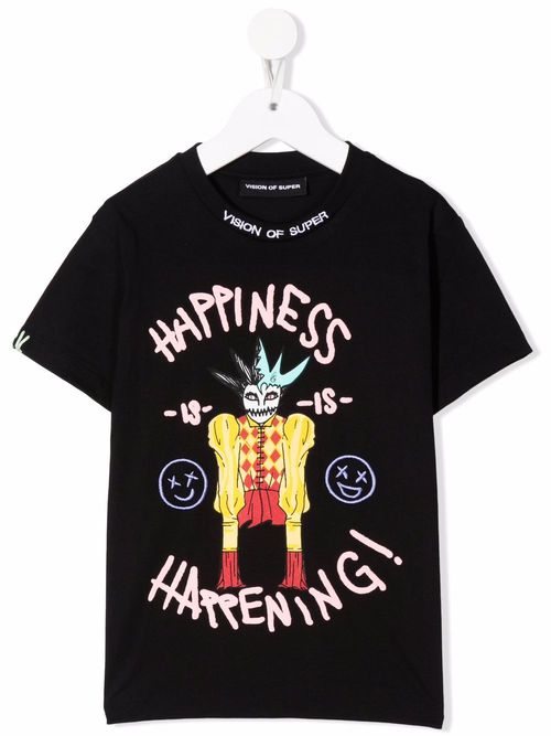 'Happiness Is Happening!' T-shirt - Black