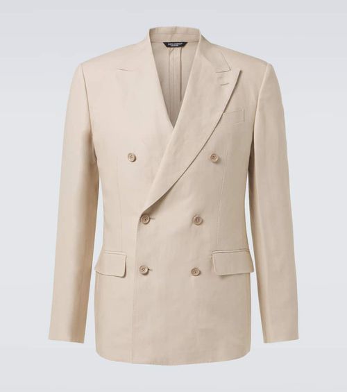 Double-breasted linen blazer
