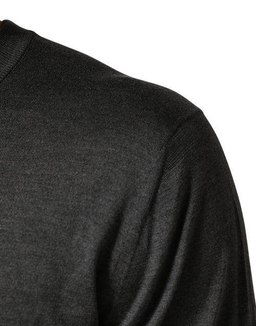 Silk Crew Neck Sweater — Gray