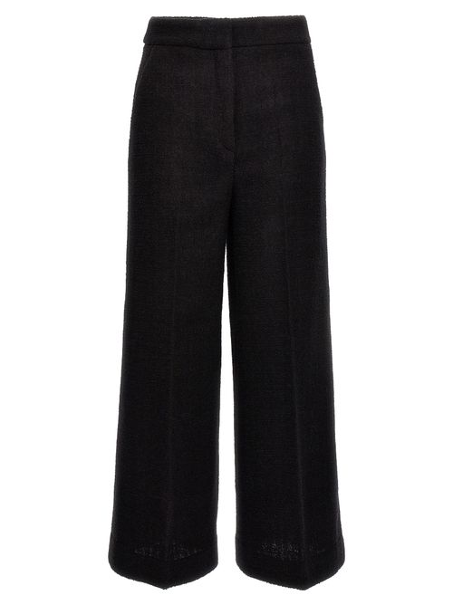 Wool Bouclé Blend Trousers — Black