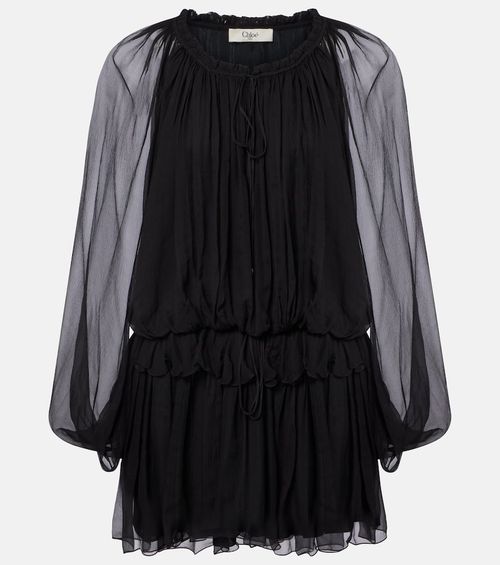 Chloé Ruffled draped silk minidress