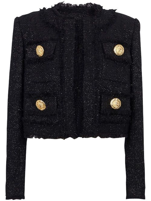 Cropped tweed jacket - Black