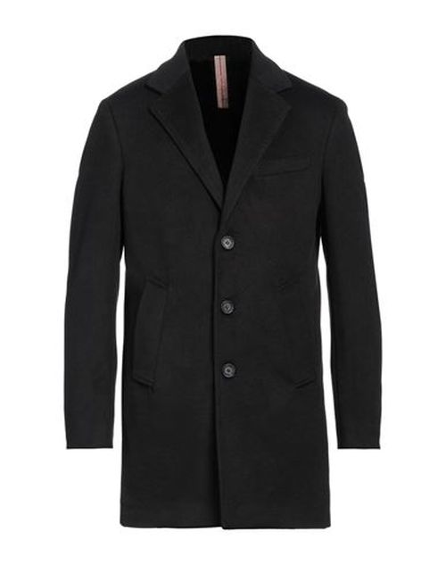 Man Coat Black Size 40 Polyester, Viscose