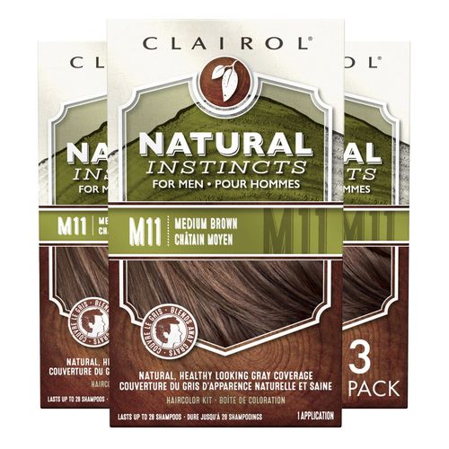 Clairol Natural Instincts SemiPermanent Hair Dye for Men  M11 Medium Brown Hair Color  Pack of 3