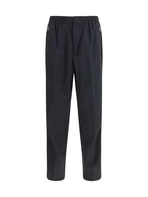 Straight-Leg Wool-Blend Trousers — Black