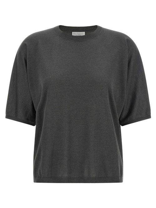Cashmere and Silk with Lamé Sweater — Gray