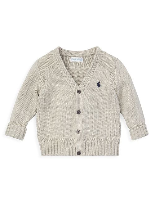 Baby Boy's Combed Cotton Button-Front Cardigan - Light Grey