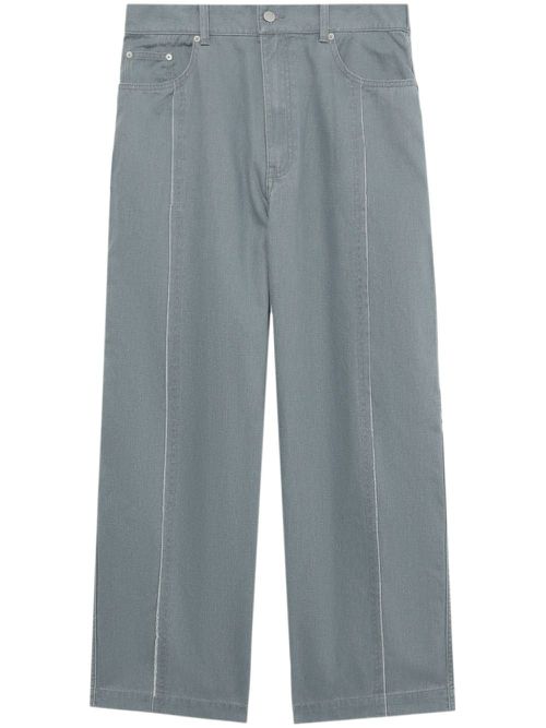 Piped-trim wide-leg jeans - Blue