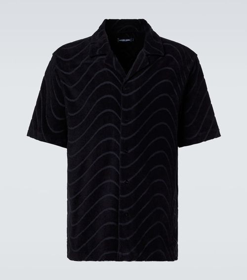 Embroidered cotton-blend terry shirt