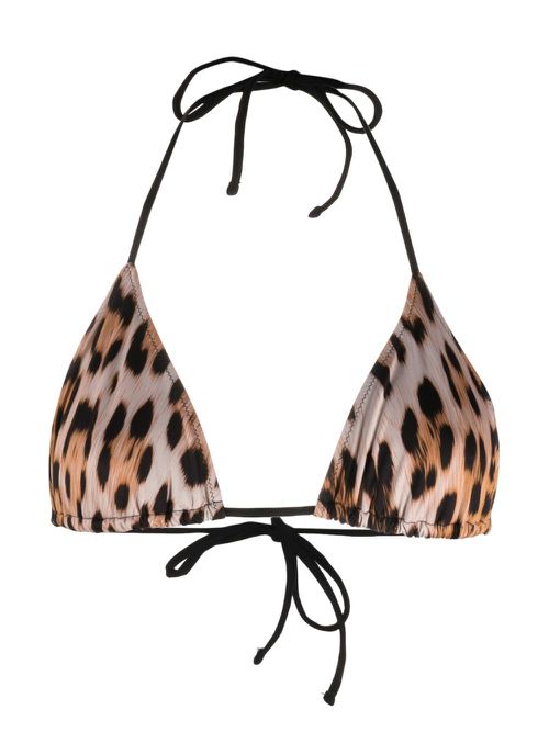 Leopard-print bikini top - Neutrals