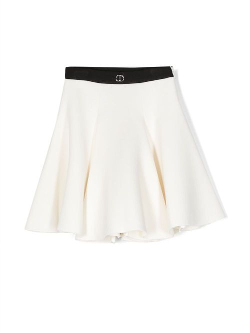 Logo-plaque flared skirt - White