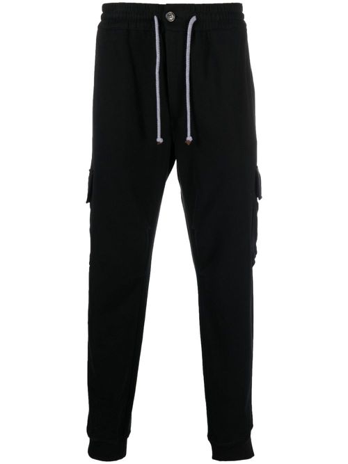Drawstring cargo cotton trousers - Black