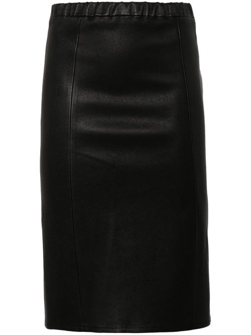 Leather midi skirt - Black
