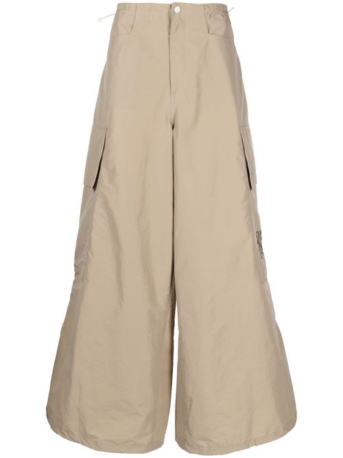 PA Monogram-embroidery wide-leg trousers - Neutrals
