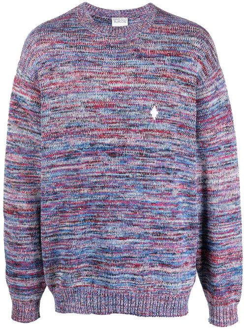 Logo-patch crew-neck jumper - Purple